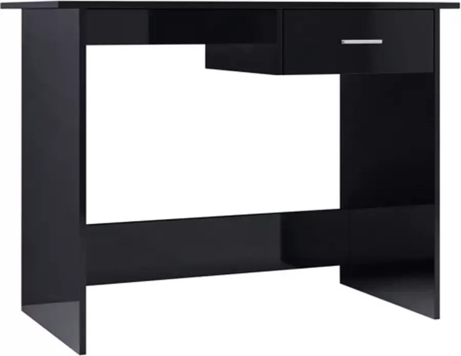 VidaXL Bureau 100x50x76 Cm Bewerkt Hout Hoogglans Zwart - Foto 1