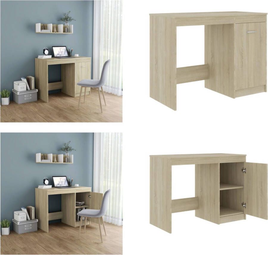 VidaXL Bureau 100x50x76 cm bewerkt hout sonoma eikenkleurig Bureau Bureaus Tafel Tafels