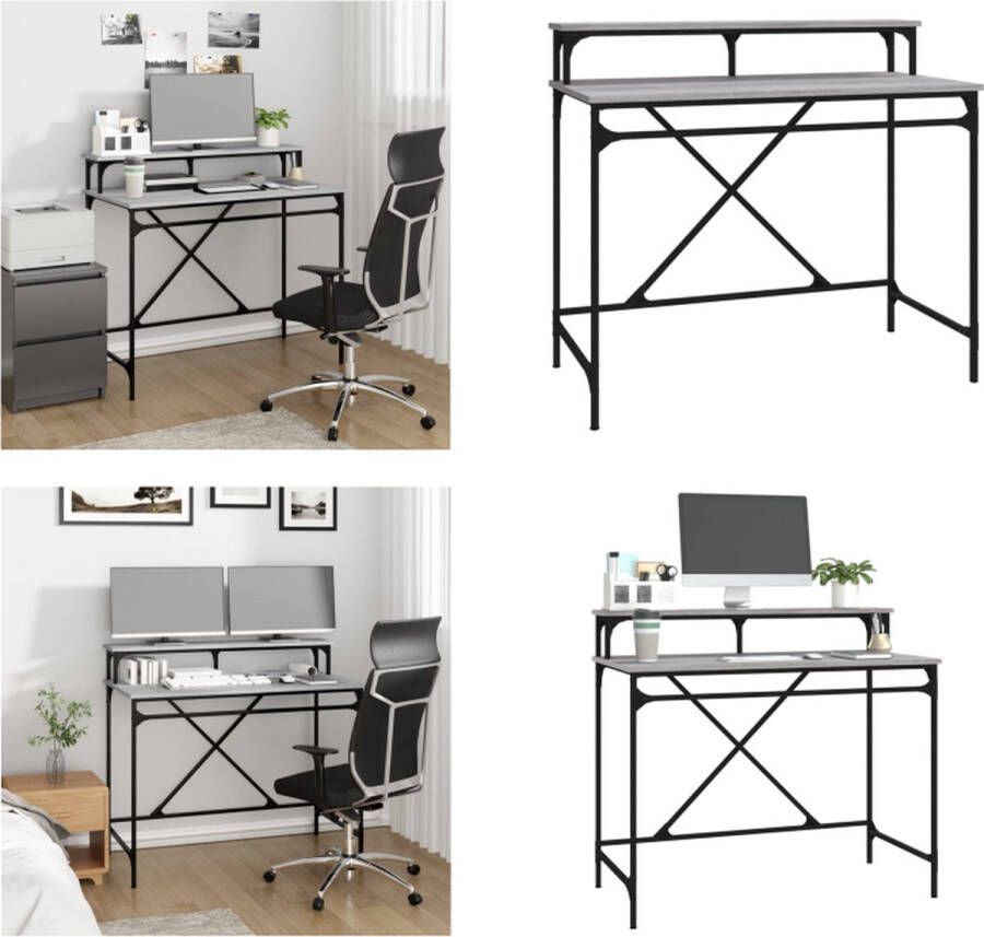 VidaXL Bureau 100x50x90 cm bewerkt hout en ijzer grijs sonoma eiken Bureau Bureaus Laptoptafel Computertafel