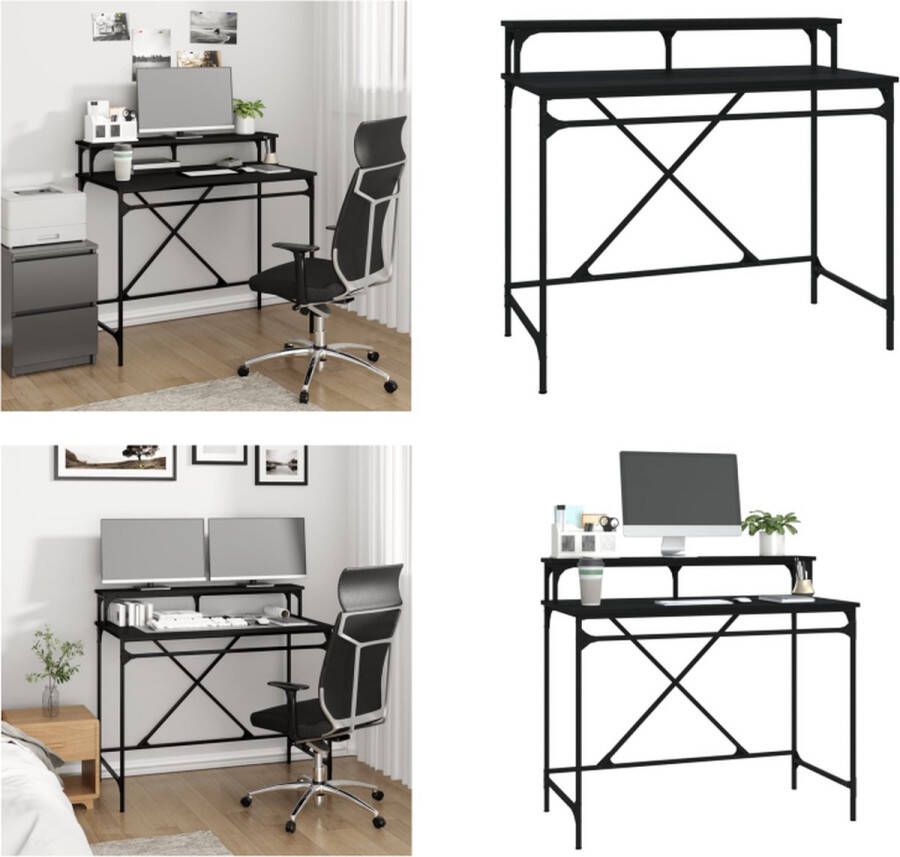 VidaXL Bureau 100x50x90 cm bewerkt hout en ijzer zwart Bureau Bureaus Laptoptafel Computertafel