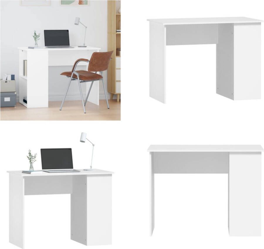 VidaXL Bureau 100x55x75 cm bewerkt hout wit Bureau Bureaus Computerbureau Computertafel