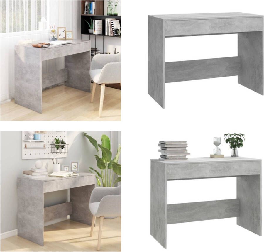 VidaXL Bureau 101x50x76 5 cm bewerkt hout betongrijs Bureau Bureaus Werktafel Computerbureau