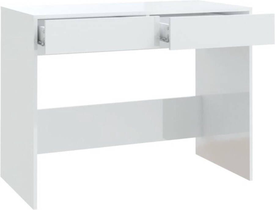 VidaXL -Bureau-101x50x76 5-cm-spaanplaat-hoogglans-wit - Foto 2