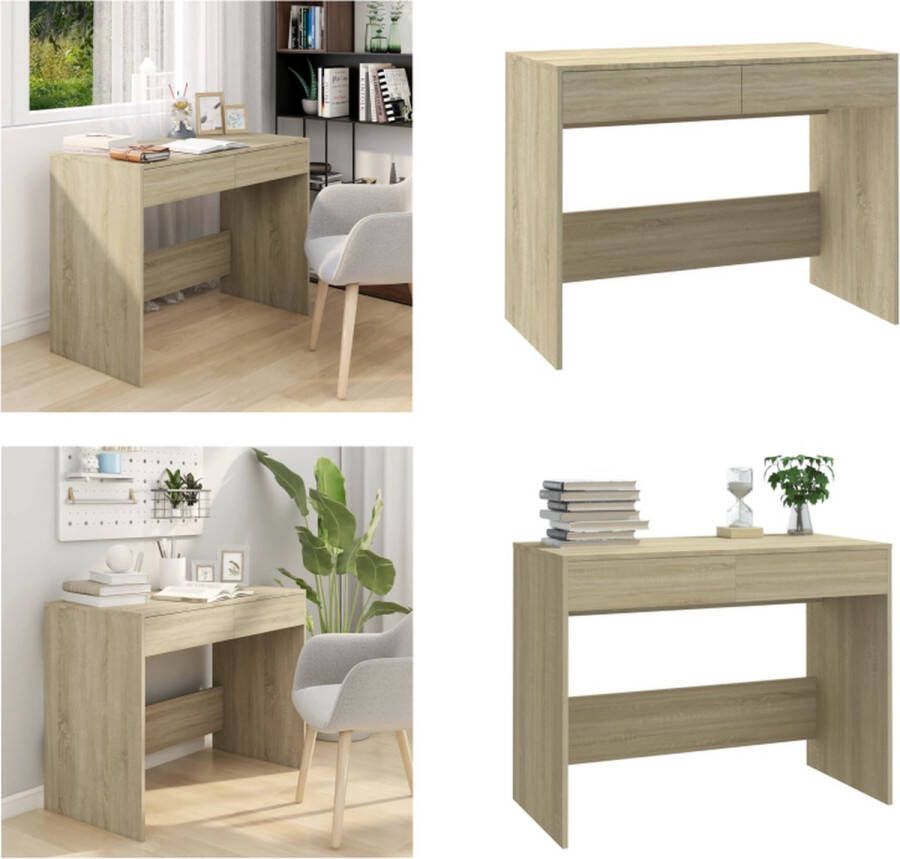 VidaXL Bureau 101x50x76 5 cm bewerkt hout sonoma eikenkleurig Bureau Bureaus Werktafel Computerbureau