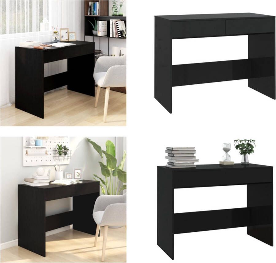 VidaXL Bureau 101x50x76 5 cm bewerkt hout zwart Bureau Bureaus Werktafel Computerbureau