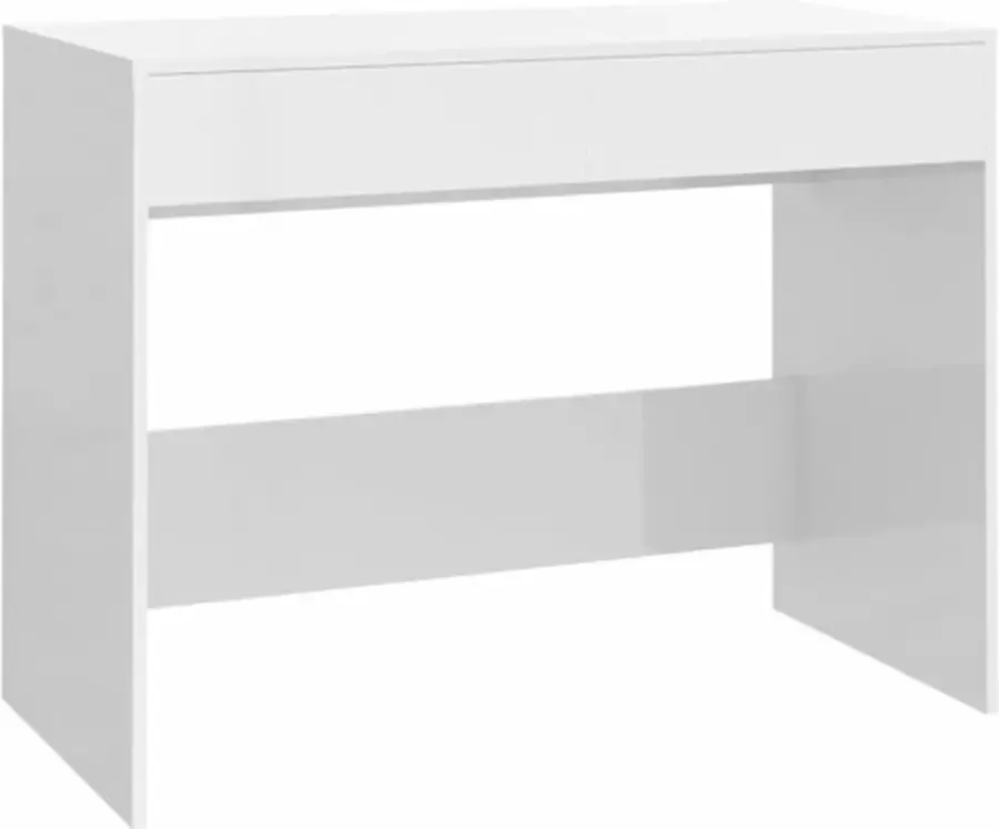 VidaXL -Bureau-101x50x76 5-cm-spaanplaat-hoogglans-wit - Foto 3