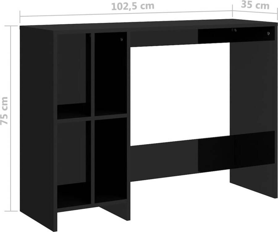 VidaXL -Bureau-102 5x35x75-cm-bewerkt-hout-hoogglans-zwart - Foto 2