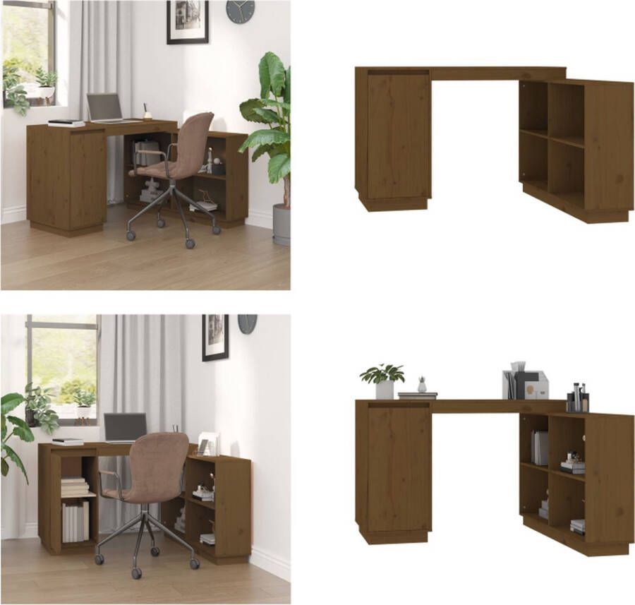 VidaXL Bureau 110x50x75 cm massief grenenhout honingbruin Bureau Bureaus Houten Bureau Schrijftafel