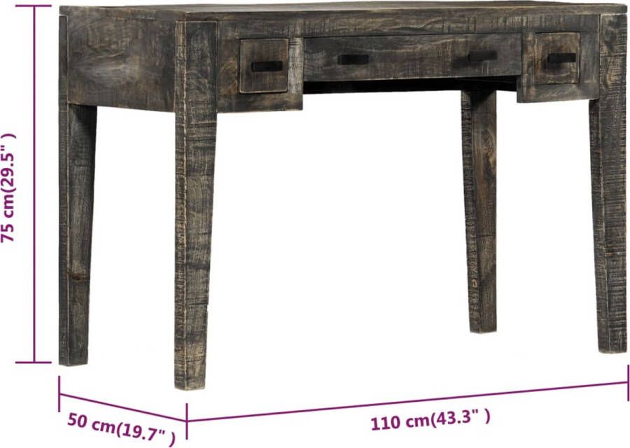 VidaXL -Bureau-110x50x75-cm-massief-mangohout-zwart - Foto 3