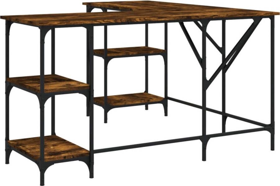 VidaXL -Bureau-139x139x75-cm-bewerkt-hout-gerookt-eikenkleurig - Foto 3