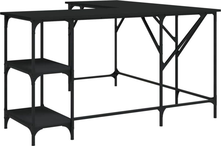 VidaXL -Bureau-139x139x75-cm-bewerkt-hout-zwart - Foto 4