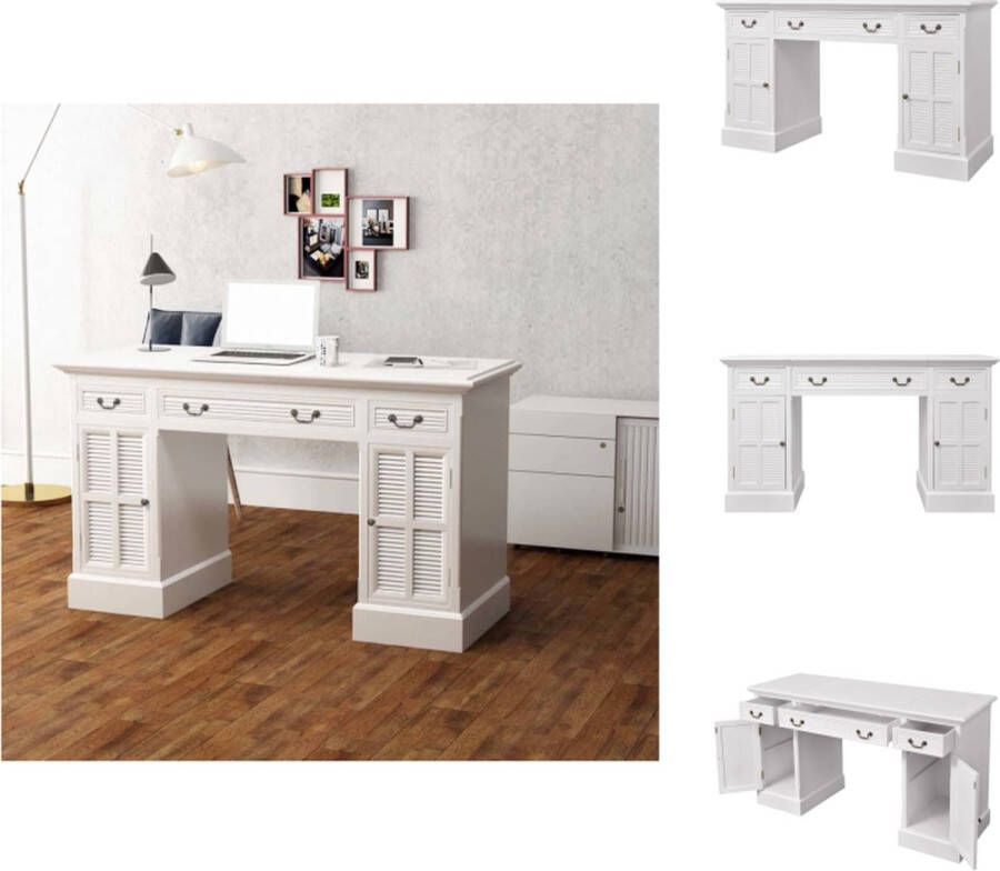 VidaXL Bureau Bureaus Bureau Ministre Bureau Ministre Bureau ministre wit 140x48x80 cm - Foto 2