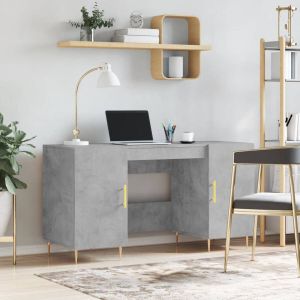 VidaXL -Bureau-140x50x75-cm-bewerkt-hout-betongrijs
