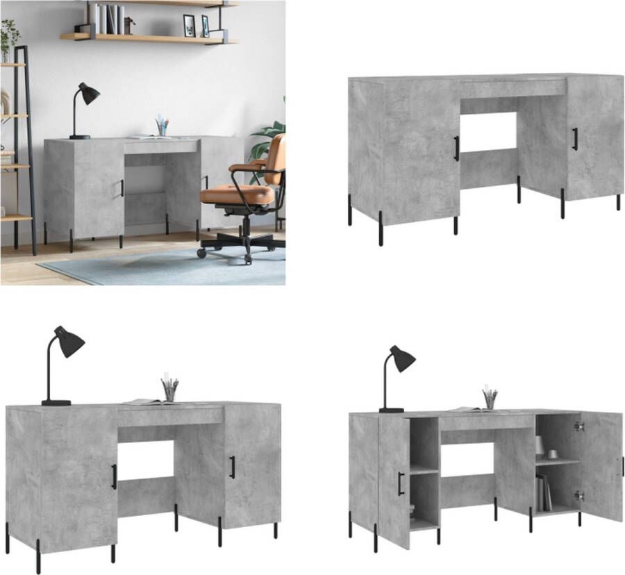 VidaXL Bureau 140x50x75 cm bewerkt hout betongrijs Bureau Bureaus Schrijftafel Buro - Foto 6