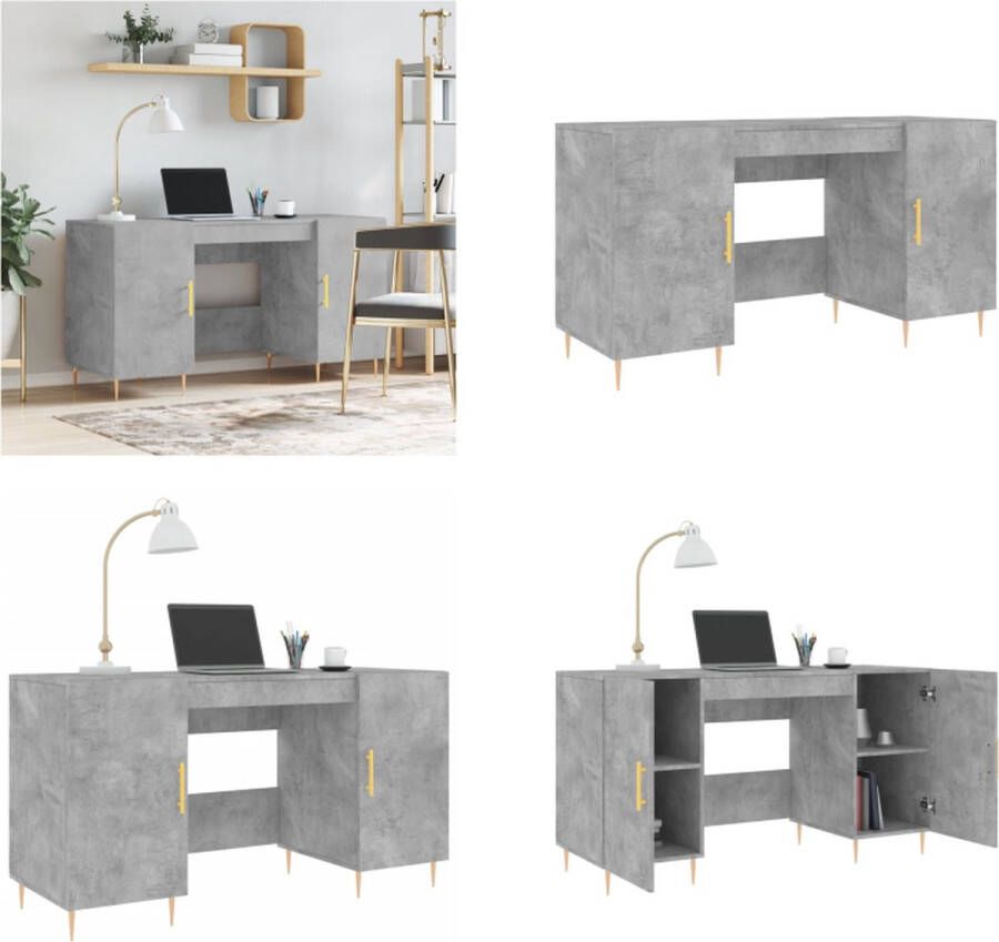 VidaXL -Bureau-140x50x75-cm-bewerkt-hout-betongrijs