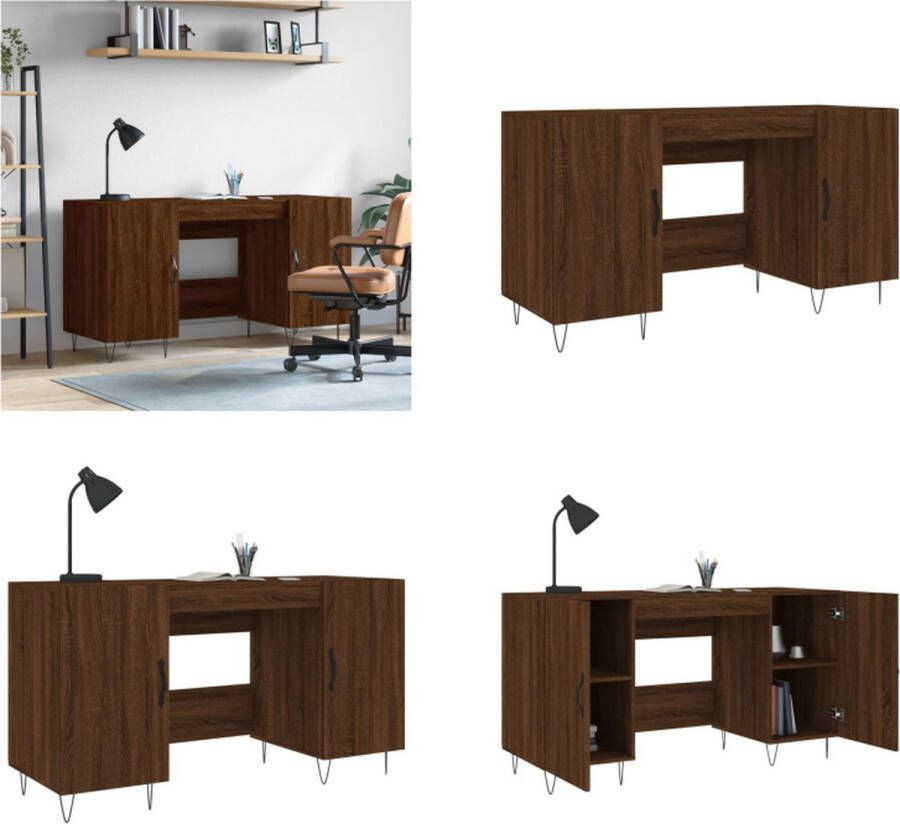 VidaXL Bureau 140x50x75 cm bewerkt hout bruineikenkleurig Bureau Bureaus Schrijftafel Buro