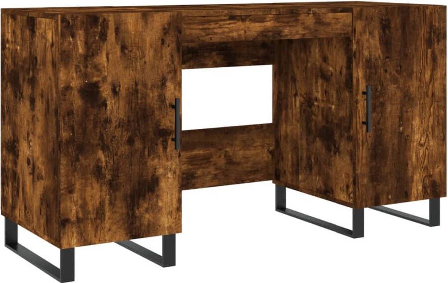 VidaXL Bureau 140x50x75 cm Gerookt Eiken Hout IJzer Bureau Houten Bureau Escritorio Bureaublad Home Office Studietafel Laptop Tafel Compact Bureau Industrieel Design Bruine Kleur