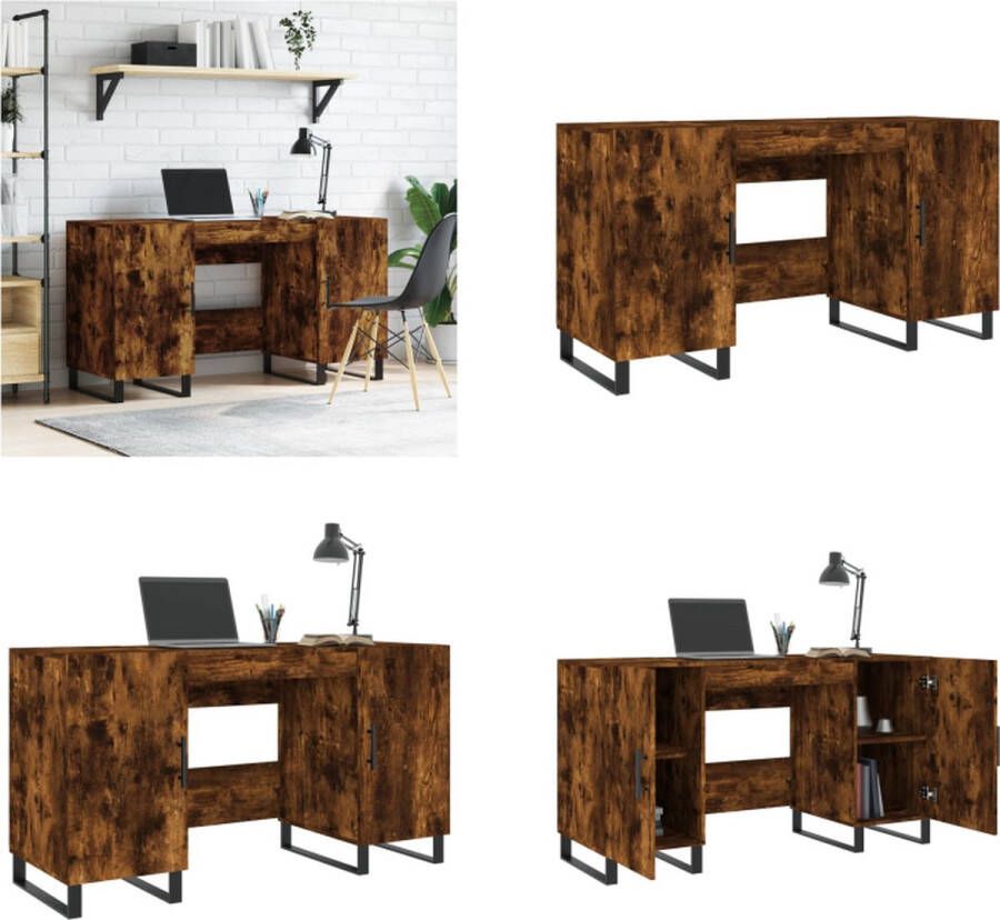 VidaXL Bureau 140x50x75 cm bewerkt hout gerookt eikenkleurig Bureau Bureaus Laptoptafel Computertafel