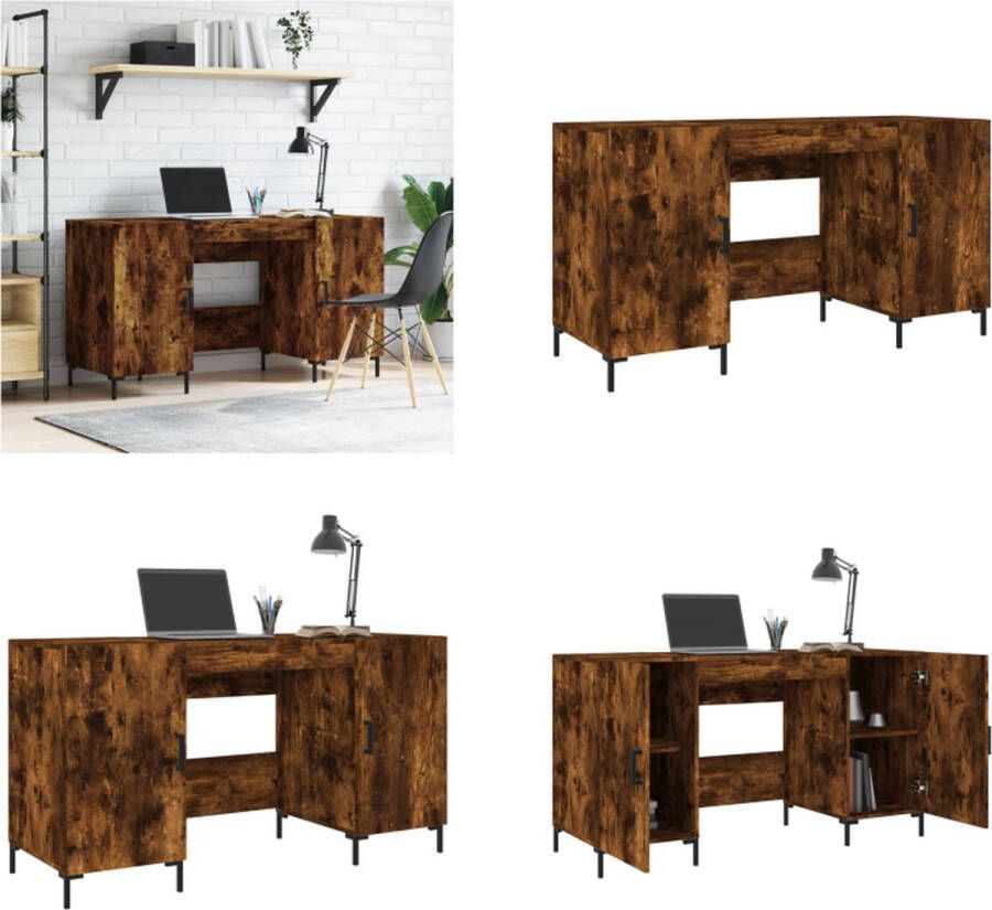 VidaXL Bureau 140x50x75 cm bewerkt hout gerookt eikenkleurig Bureau Bureaus Schrijftafel Buro