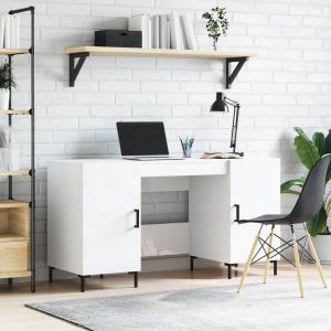 VidaXL -Bureau-140x50x75-cm-bewerkt-hout-hoogglans-wit