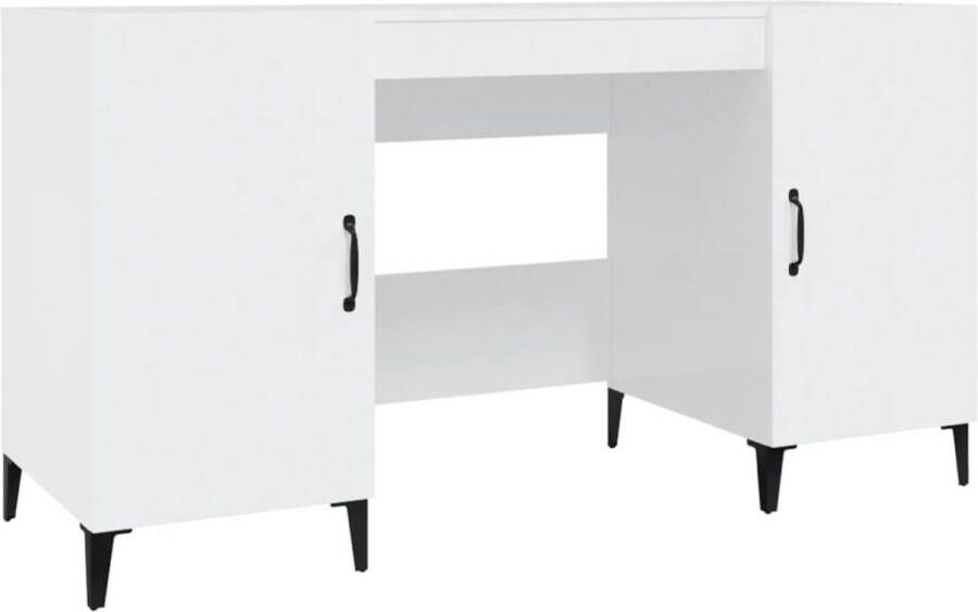 VidaXL Bureau 140x50x75 cm Hoogglans Wit Industriële Bureau Met Lade Houten Bureau Witte Bureau Compact Bureau Thuiswerk Bureau Laptop Bureau