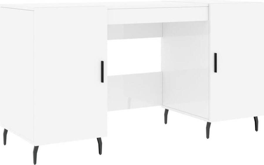 The Living Store Bureau IndustriÃle Stijl 140 x 50 x 75 cm Hoogglans Wit Industriele Bureau Wit Escritorio Blanco Bureau Compact Bureau Klein