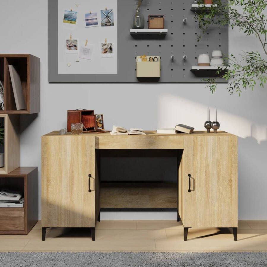 VidaXL -Bureau-140x50x75-cm-bewerkt-hout-sonoma-eikenkleurig