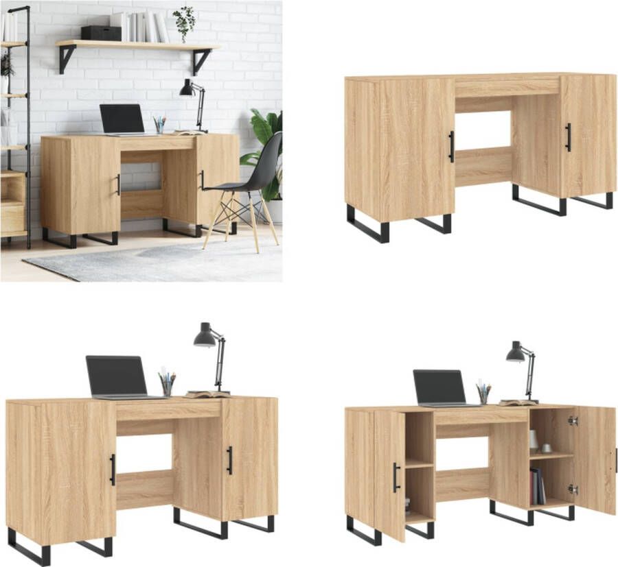 vidaXL Bureau 140x50x75 cm bewerkt hout sonoma eikenkleurig Bureau Bureaus Laptoptafel Computertafel