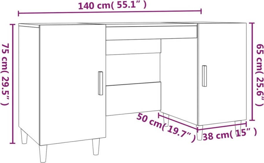 VidaXL -Bureau-140x50x75-cm-bewerkt-hout-wit - Foto 3