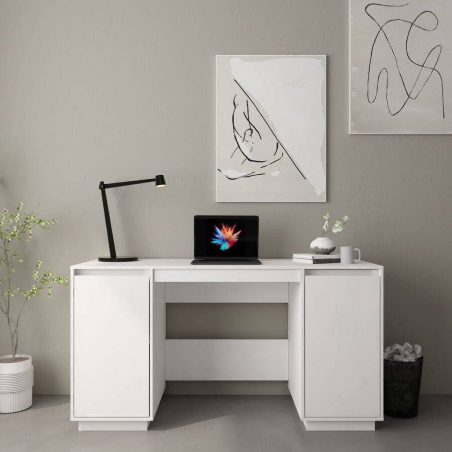 VidaXL -Bureau-140x50x75-cm-massief-grenenhout-wit