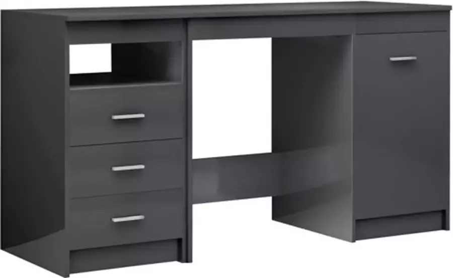 VIDAXL Bureau 140x50x76 cm spaanplaat hoogglans grijs - Foto 2