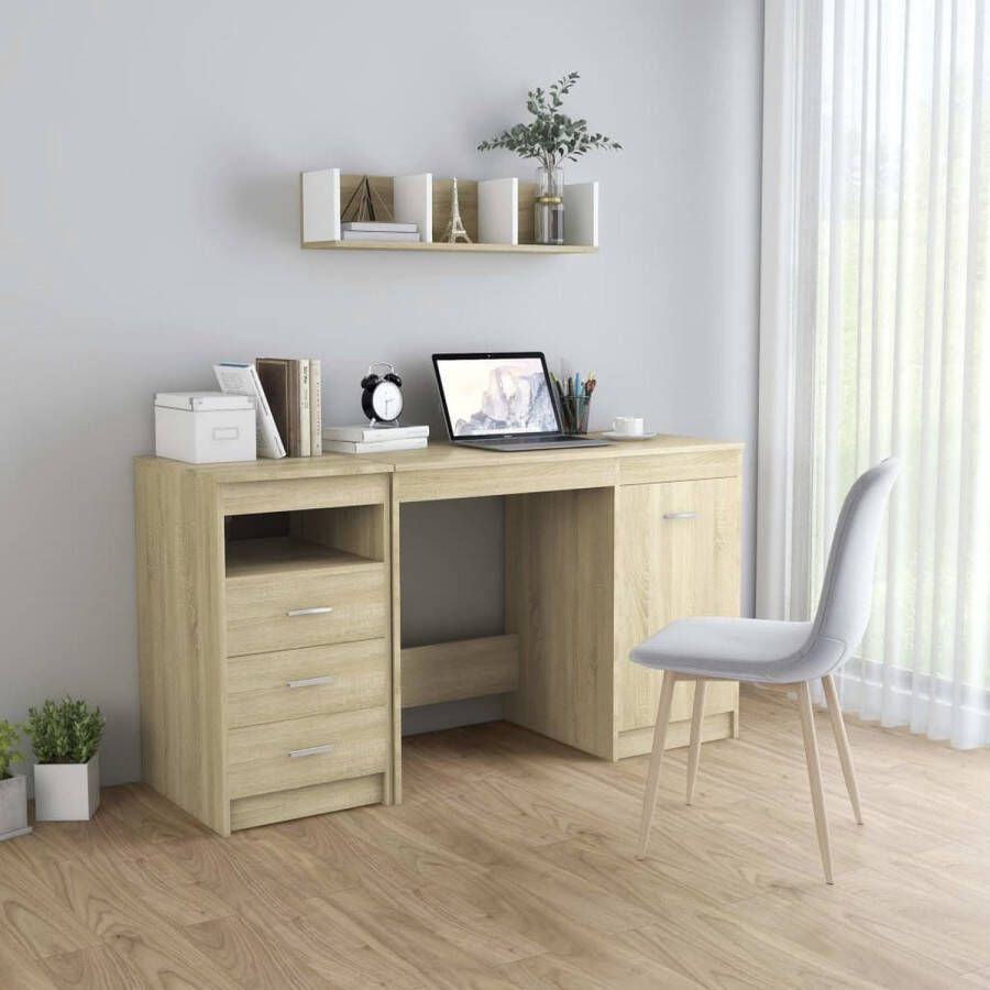 VidaXL -Bureau-140x50x76-cm-bewerkt-hout-sonoma-eikenkleurig - Foto 2