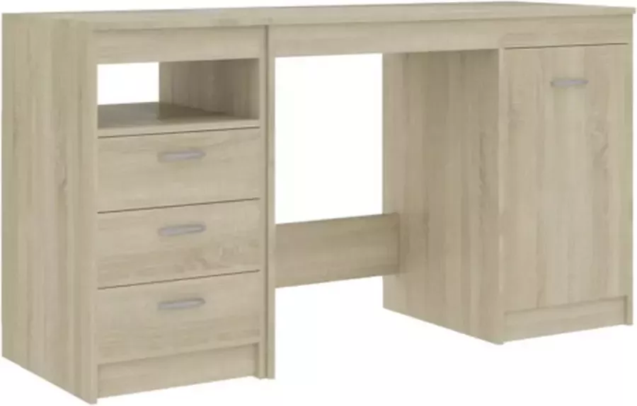 VidaXL -Bureau-140x50x76-cm-bewerkt-hout-sonoma-eikenkleurig - Foto 4