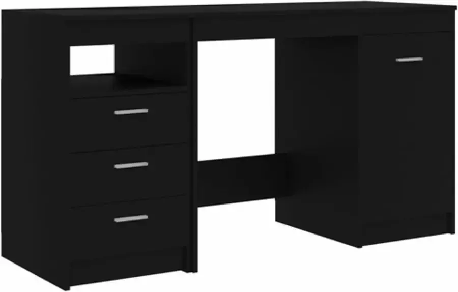 VidaXL -Bureau-140x50x76-cm-bewerkt-hout-zwart - Foto 3