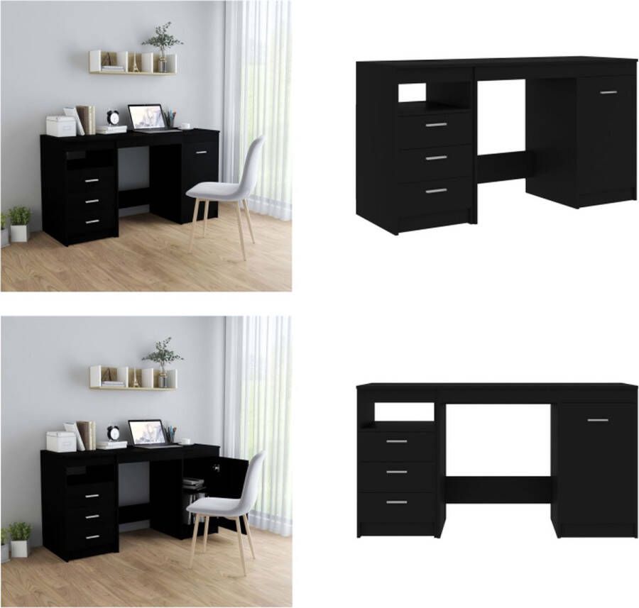 VidaXL Bureau 140x50x76 cm bewerkt hout zwart Bureau Bureaus Tafel Tafels - Foto 2