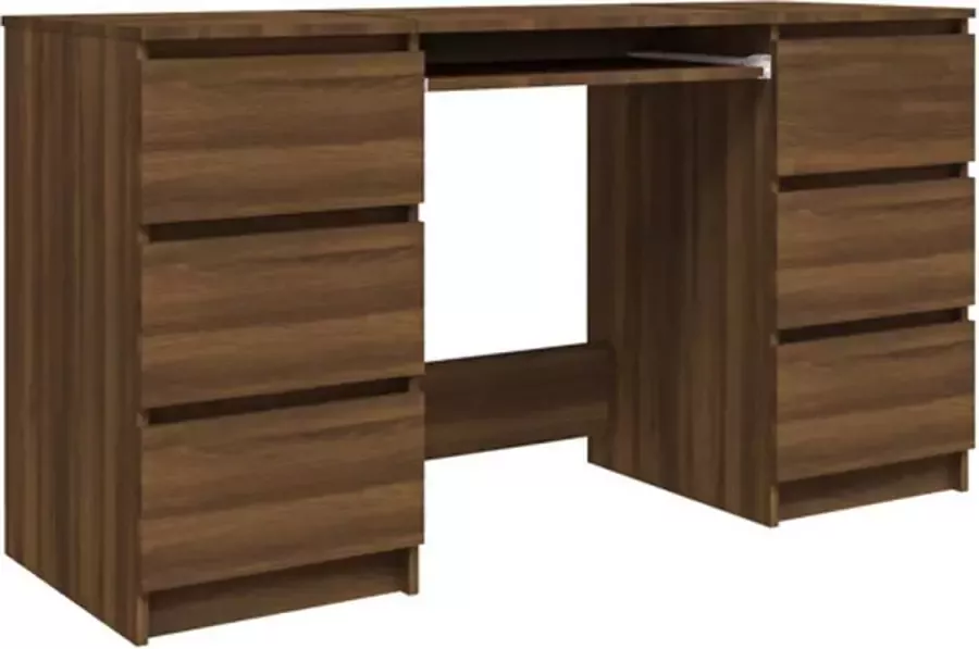 VidaXL -Bureau-140x50x77-cm-bewerkt-hout-bruineikenkleurig - Foto 3