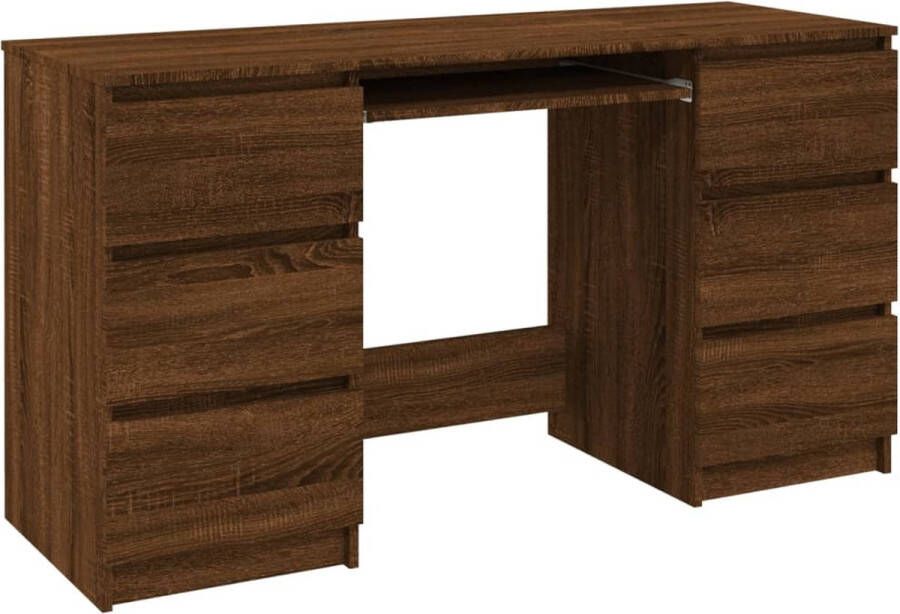 VidaXL -Bureau-140x50x77-cm-bewerkt-hout-bruineikenkleurig - Foto 2