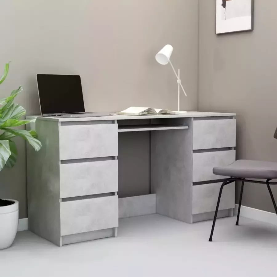 vidaXL Bureau 140x50x77 cm spaanplaat betongrijs