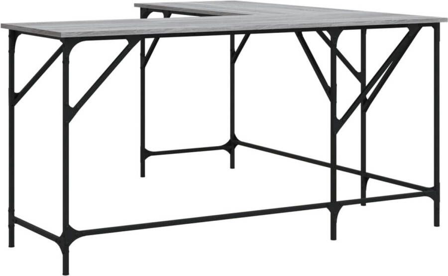 VidaXL -Bureau-149x149x75-cm-bewerkt-hout-grijs-sonoma-eikenkleurig - Foto 4