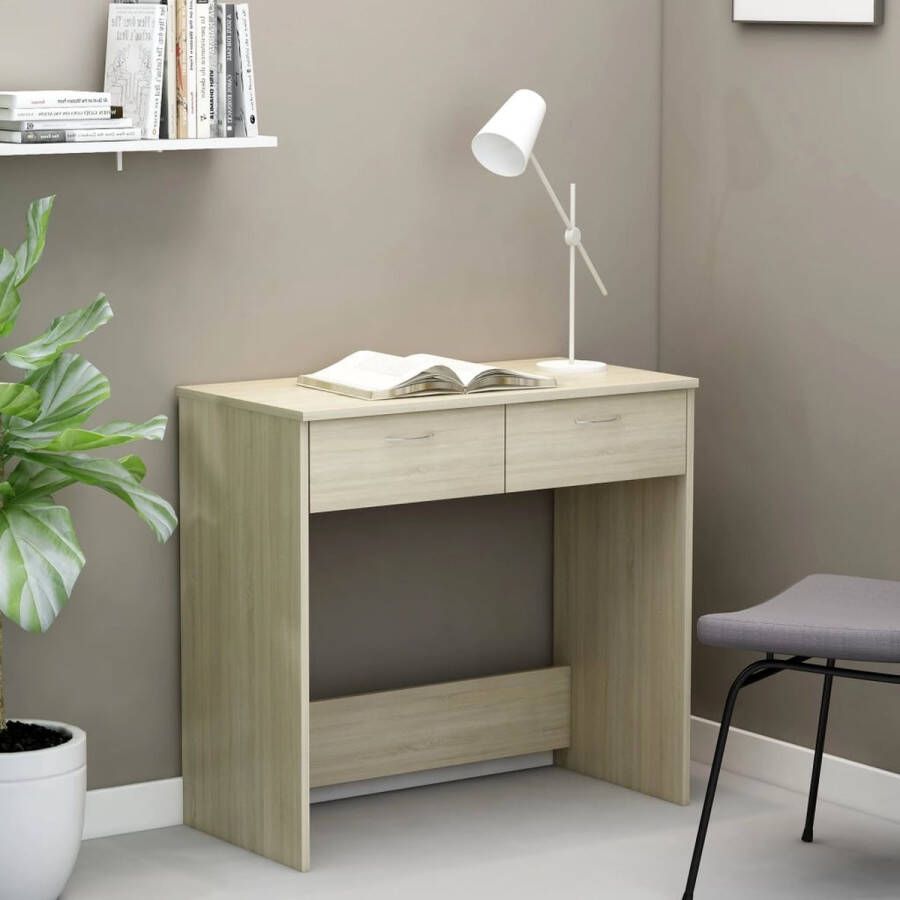 VidaXL -Bureau-80x40x75-cm-bewerkt-hout-sonoma-eikenkleurig - Foto 2