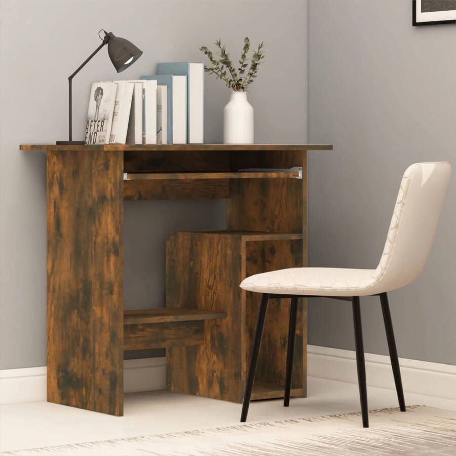 VidaXL -Bureau-80x45x74-cm-bewerkt-hout-gerookt-eikenkleurig - Foto 1