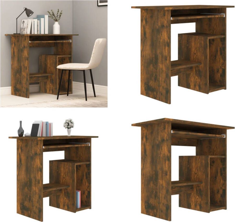 VidaXL Bureau 80x45x74 cm bewerkt hout gerookt eikenkleurig Bureau Bureaus Schrijftafel Buro