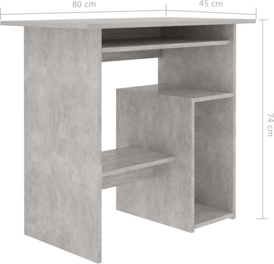 VidaXL -Bureau-80x45x74-cm-bewerkt-hout-betongrijs - Foto 2