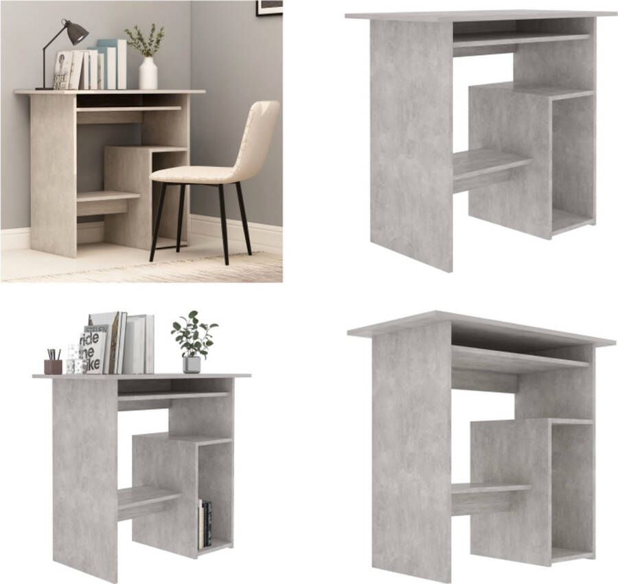 The Living Store Bureau Betongrijs 80 x 45 x 74 cm Hoogwaardig spaanplaat Kantoormeubel Bureau Home Office Werken Vanuit Huis Laptop Tafel - Foto 2
