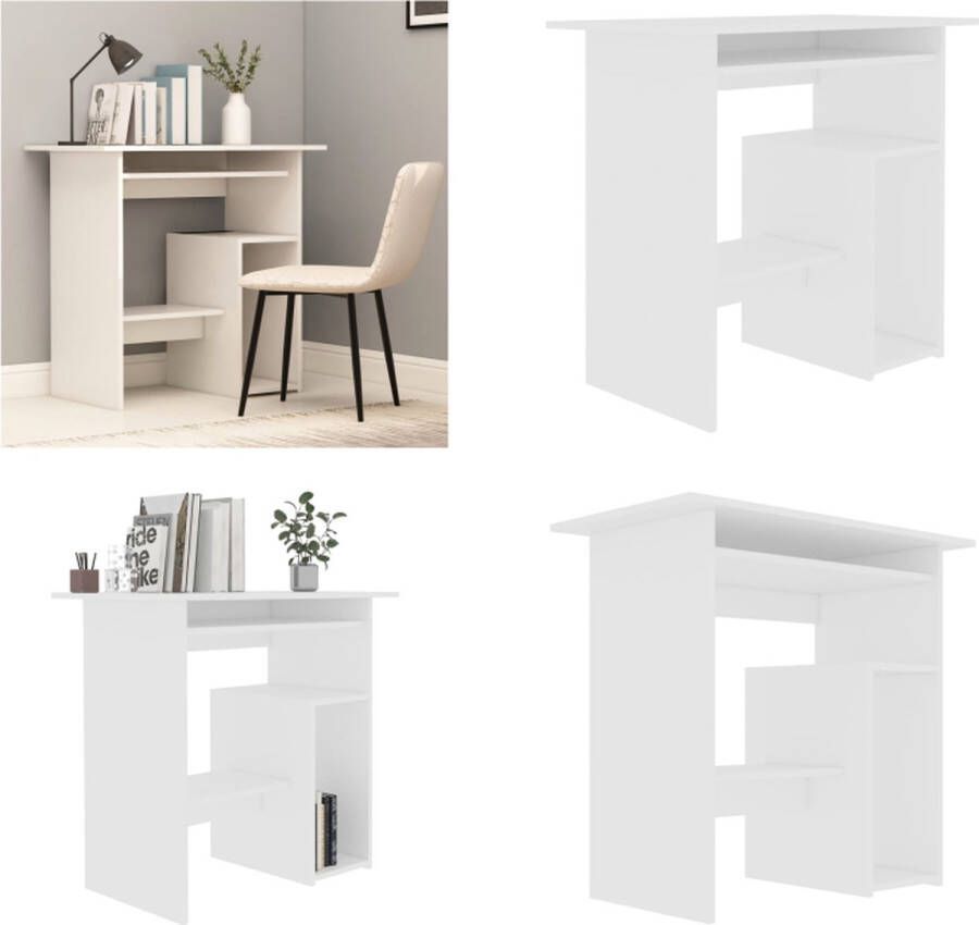 VidaXL -Bureau-80x45x74-cm-bewerkt-hout-wit - Foto 3