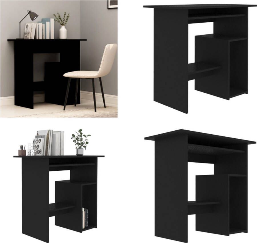 VidaXL -Bureau-80x45x74-cm-bewerkt-hout-zwart - Foto 3