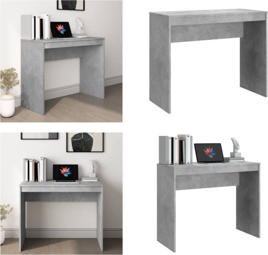 VidaXL Bureau 90x40x72 cm bewerkt hout betongrijs Bureau Bureaus Laptoptafel Computertafel