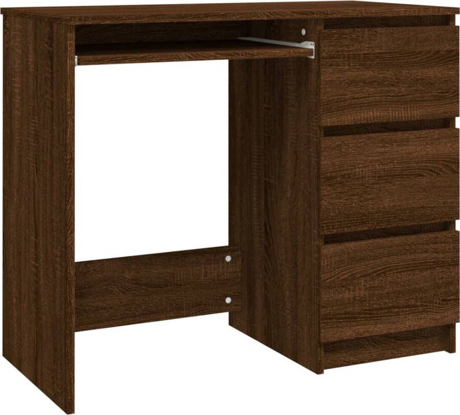 VidaXL -Bureau-90x45x76-cm-bewerkt-hout-bruineikenkleurig - Foto 4