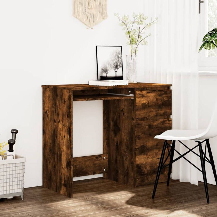 VidaXL -Bureau-90x45x76-cm-bewerkt-hout-gerookt-eikenkleurig - Foto 1