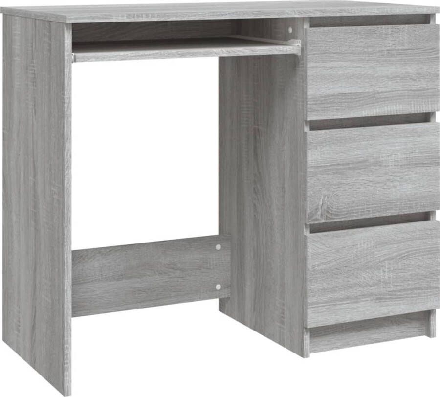 VidaXL -Bureau-90x45x76-cm-bewerkt-hout-grijs-sonoma-eikenkleurig - Foto 4